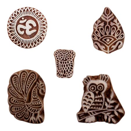 Set of 5 Piece New Mix Wooden Printing Blocks